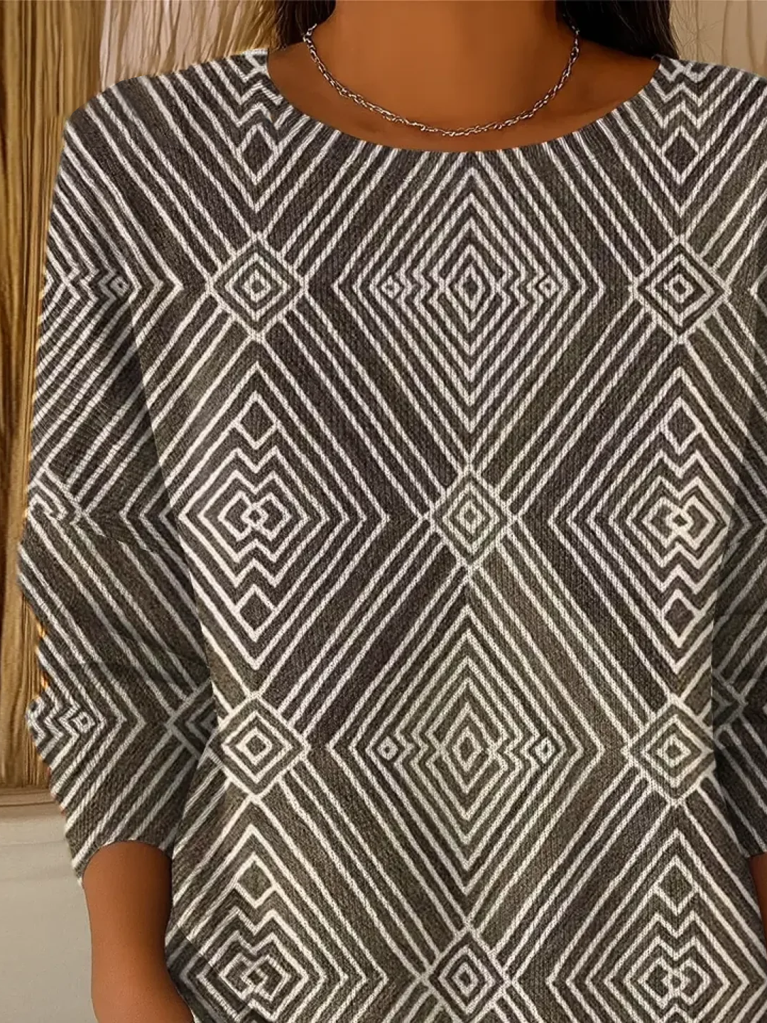 Damen Abstrakt Langarm Bequem Lässig Print Pullover