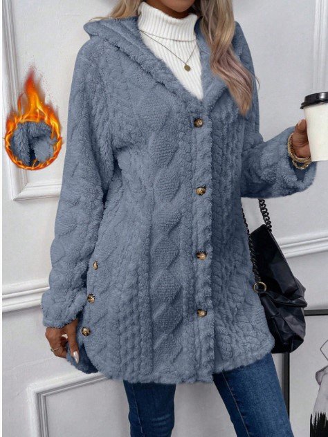 Damen Winter Oberbekleidung Lässig Unifarben Langarm Kapuze Jacke