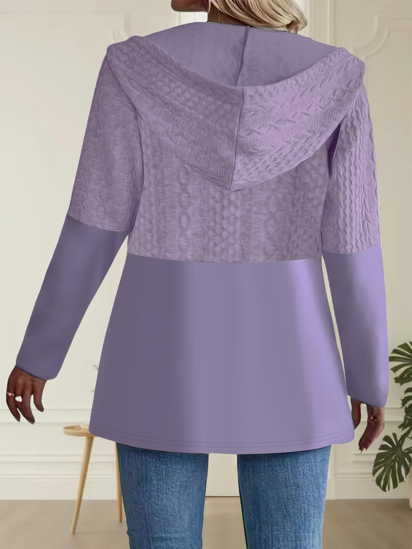 Damen Frühling/Herbst Oberbekleidung Lässig Multifarben Block Langarm Kapuze Jacke