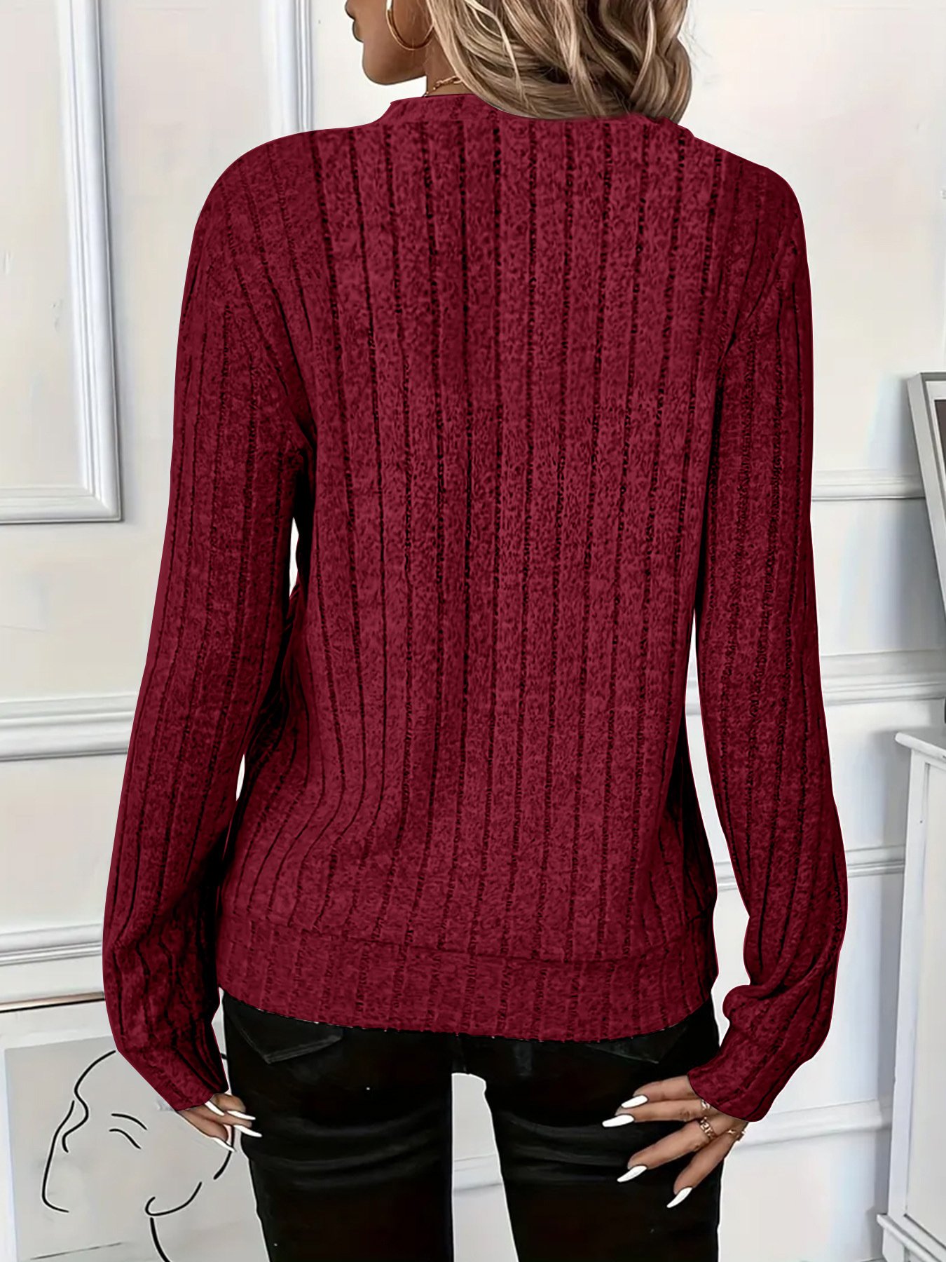 Retro Weit Unifarben Sonstiges Stricken Oberteile