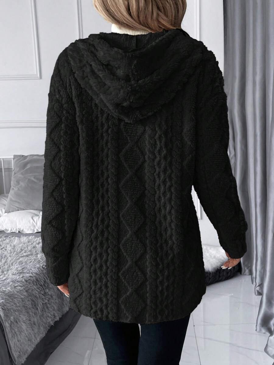 Damen Winter Oberbekleidung Lässig Unifarben Langarm Kapuze Jacke