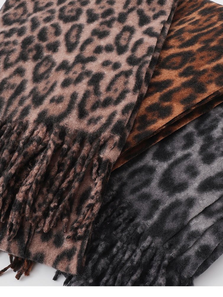 Winter Leopardenmuster Faux Kaschmir Vielseitig Dick Schal/Tuch/Nackenwärmer