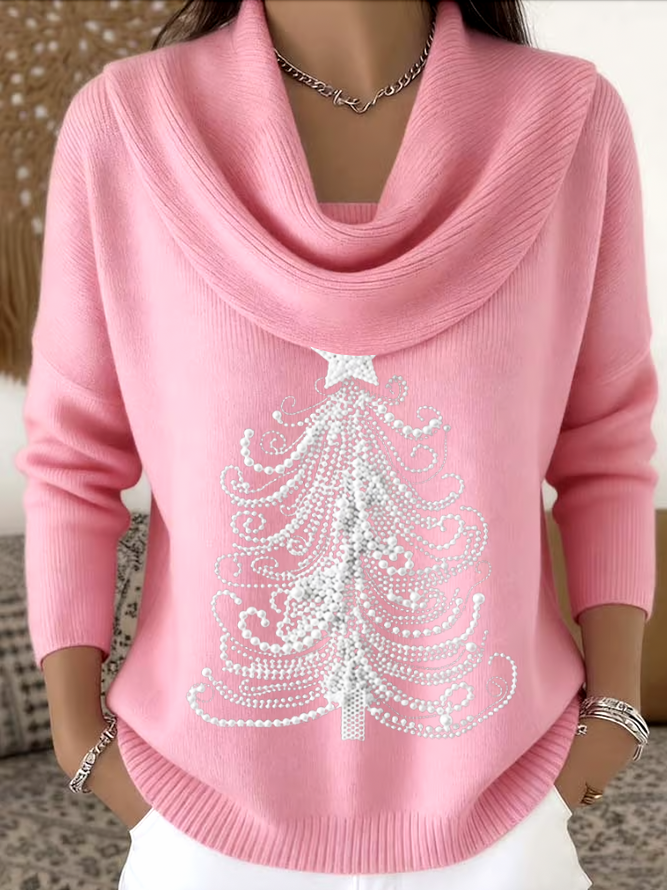 Damen Weihnachten Langarm Bequem Lässig Print Pullover