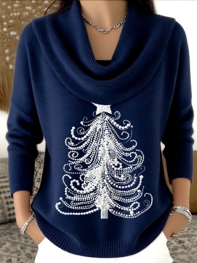 Damen Weihnachten Langarm Bequem Lässig Print Pullover