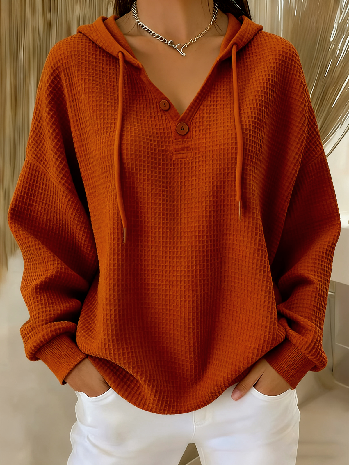 Lässig Kapuze Unifarben Kapuze