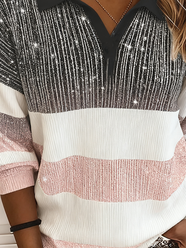 Damen Unifarben Langarm Bequem Lässig Pullover