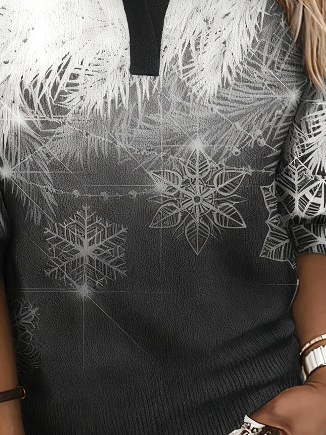 Damen Verlaufsmuster Langarm Bequem Lässig Pullover