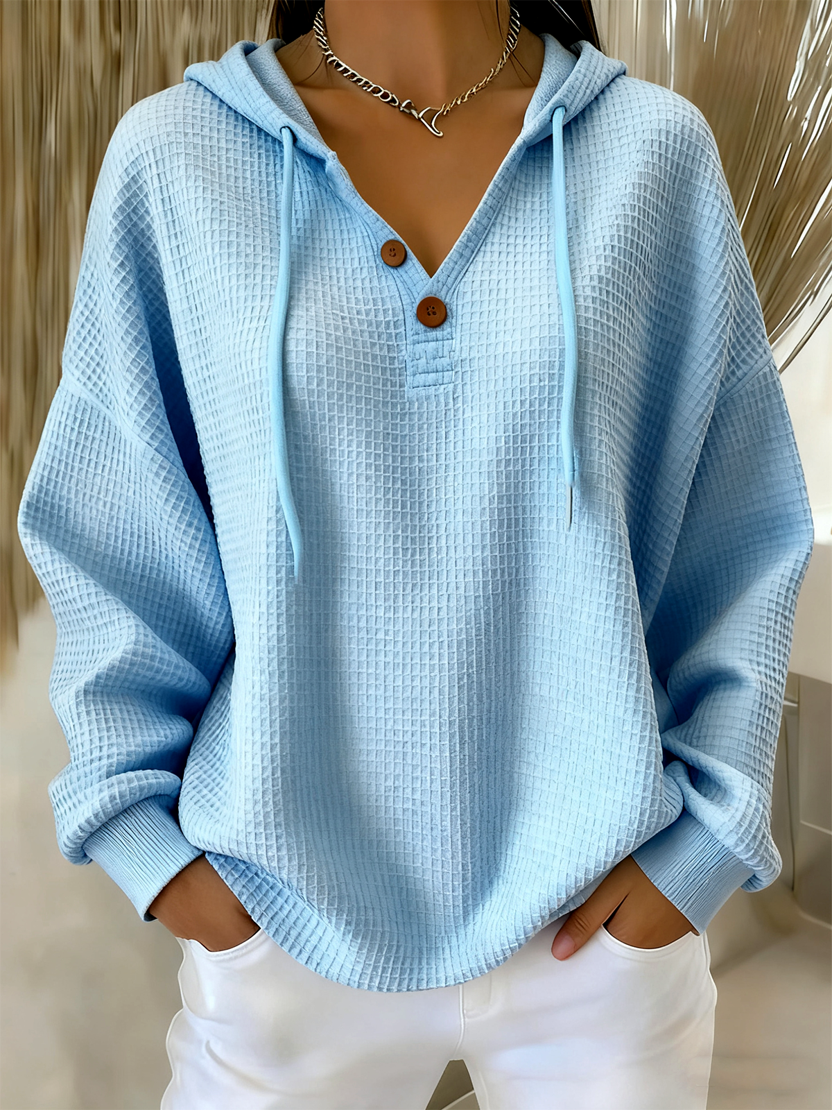 Lässig Kapuze Unifarben Kapuze