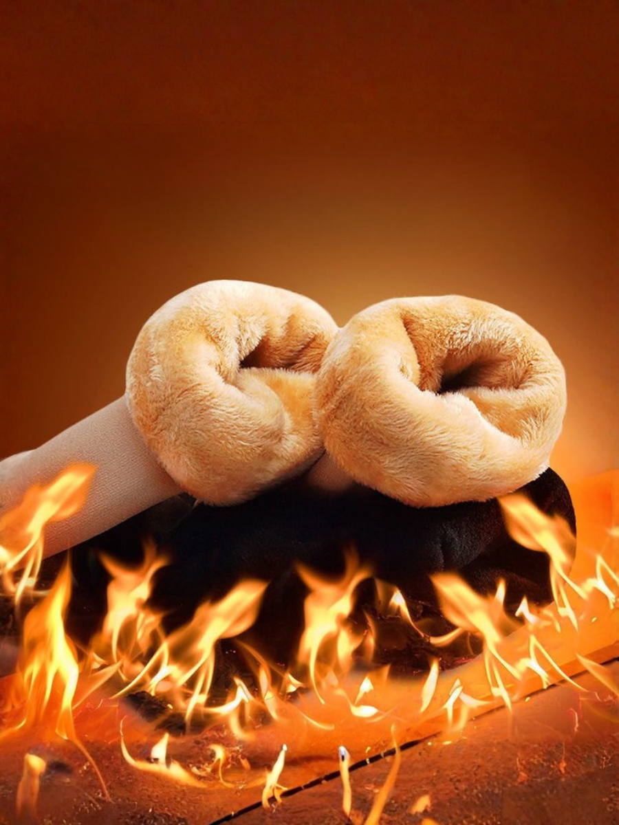 Damen Warm Hitze-behalten und Kalt-beständig Schnee Socken -20°c mit Vlies-Futter Verdickt Socken für den Boden Herbst und Winter Kältebeständig selbsterhitzend Fleisch-farbig Mitte der Wade Socken