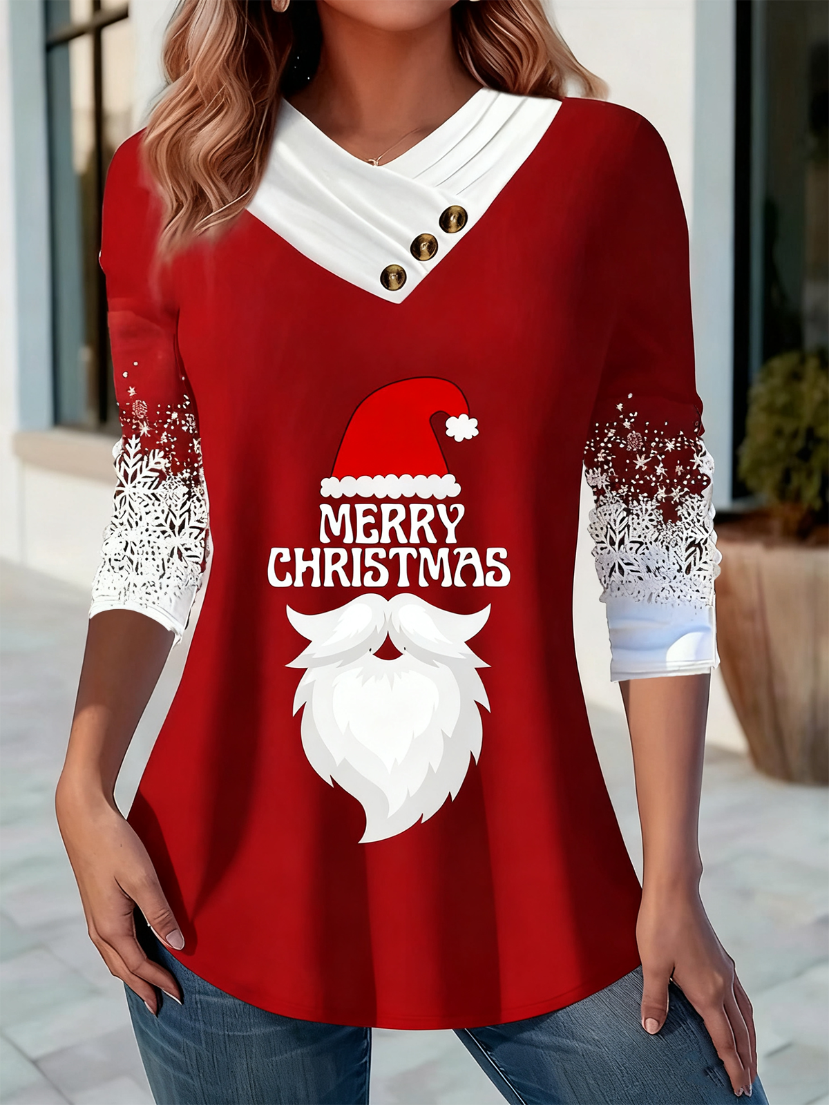 Lässig Verlaufsmuster Langarm T-Shirt