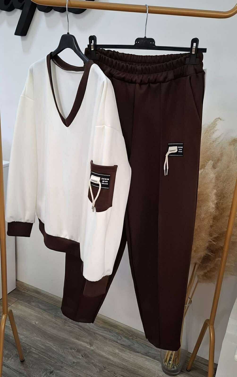 Damen Farbblock Zweiteiliges Set Täglich Langarm Lässig Frühling/Herbst Bluse mit Hose Matching Set