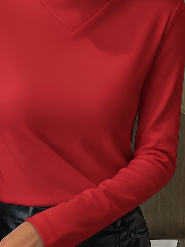 Langarm Unifarben Print Regelmäßig Mikroelastizität Regelmäßige Passform Bluse für Damen