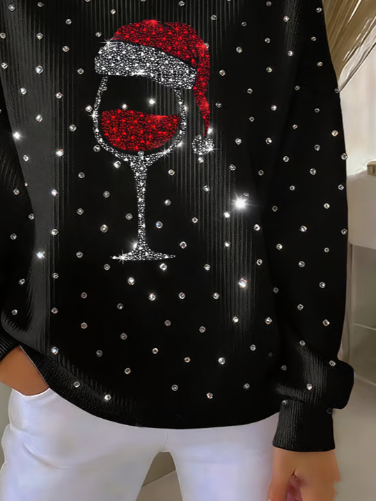 Lässig Rundhals Weihnachten Sweatshirt Print