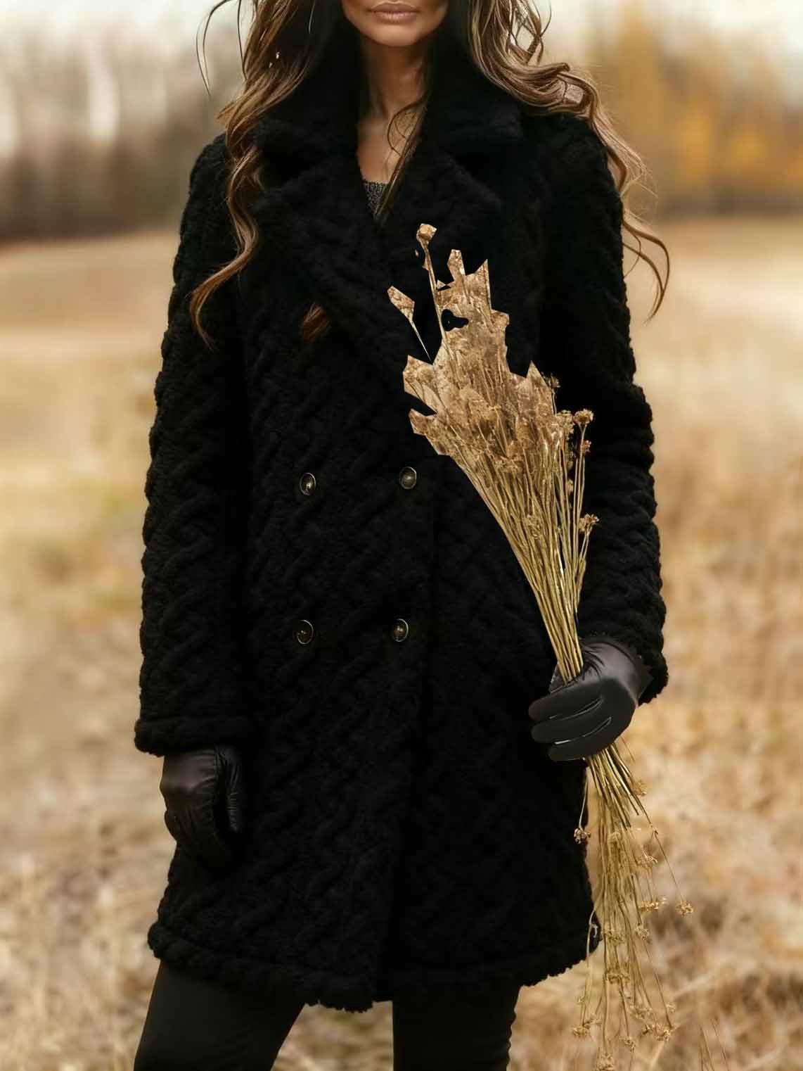 Damen Winter Oberbekleidung Lässig Jacquard Unifarben Langarm Schalkragen Jacke