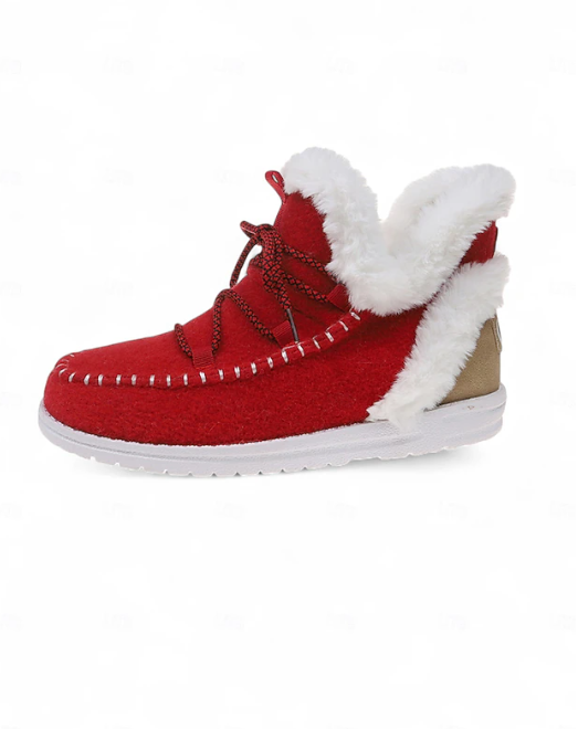 Lässig Unifarben Schnürung Niedrig Schneestiefel