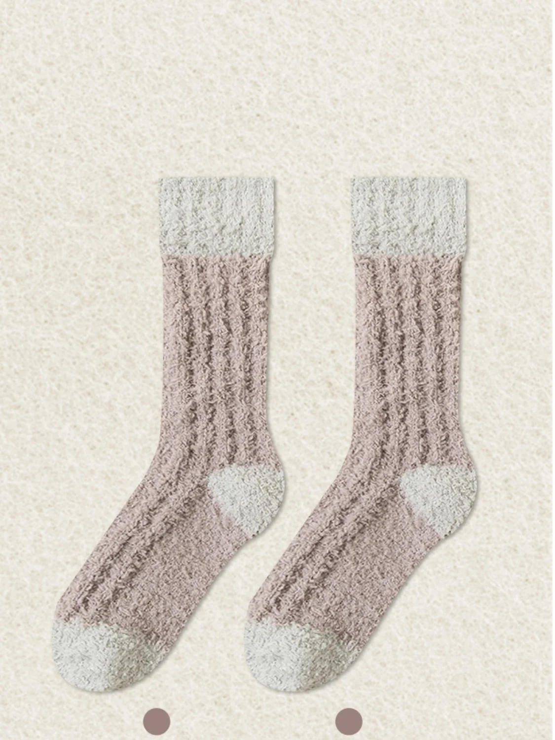 Korallenfarbe Vlies Mitte der Wade Socken Herbst und Winter Damen Zuhause Warm mit Vlies-Futter Dick Plüsch Socken für Etagen
