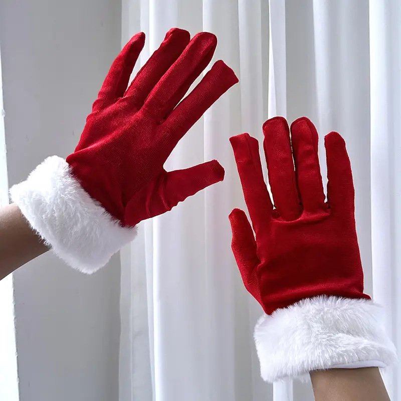 Damen Weihnachten Handschuhe Mit Kunstpelz Trimmen Elastisch Party Warm Dekoration