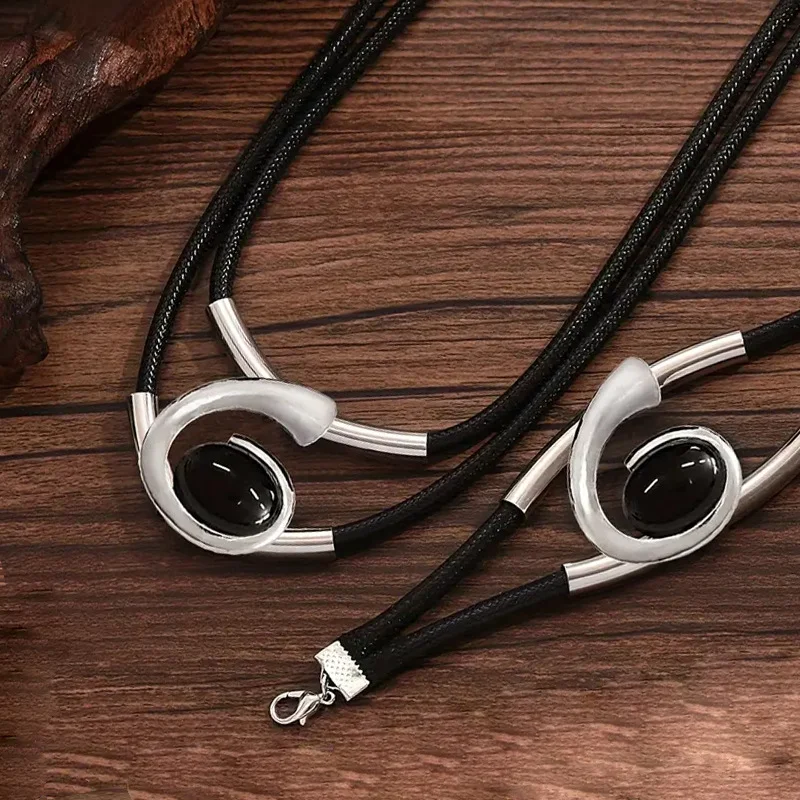 Bohemien Stil Spiral Schnecke-Geformt Acryl Schmuck Set für Damen Halskette und Armband Kombination