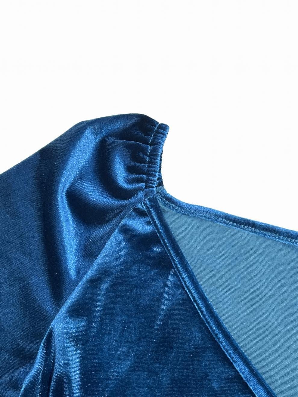 Damen Unifarben Frühling/Herbst Nahtverarbeitung Kleid V-Ausschnitt Langarm Party Kleid A-Linien-Kleid