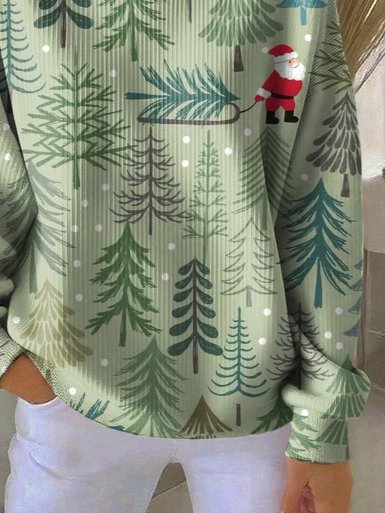 Lässig Rundhals Weihnachtsmann Sweatshirt Print