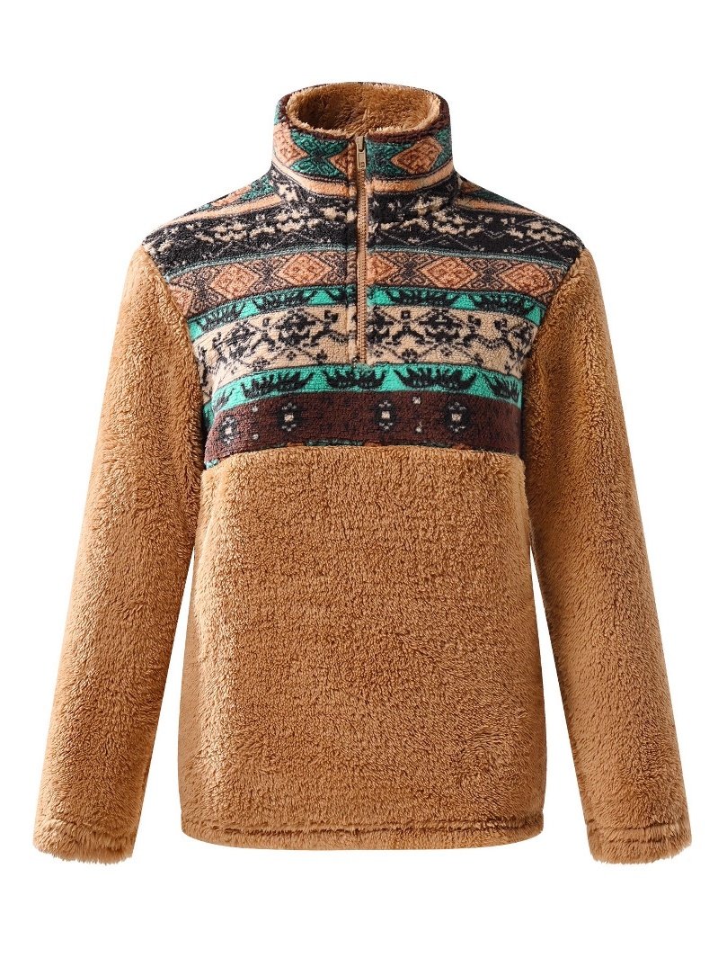 Retro Stehkragen Geometrisch Sweatshirt Print