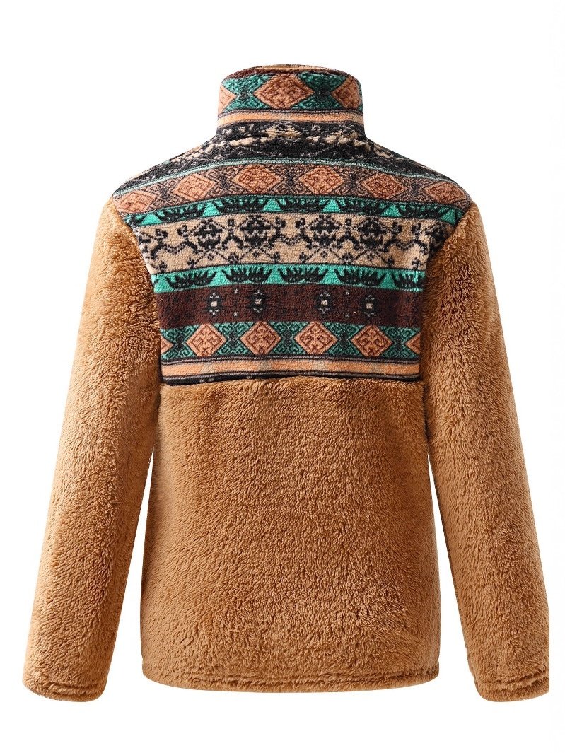 Retro Stehkragen Geometrisch Sweatshirt Print