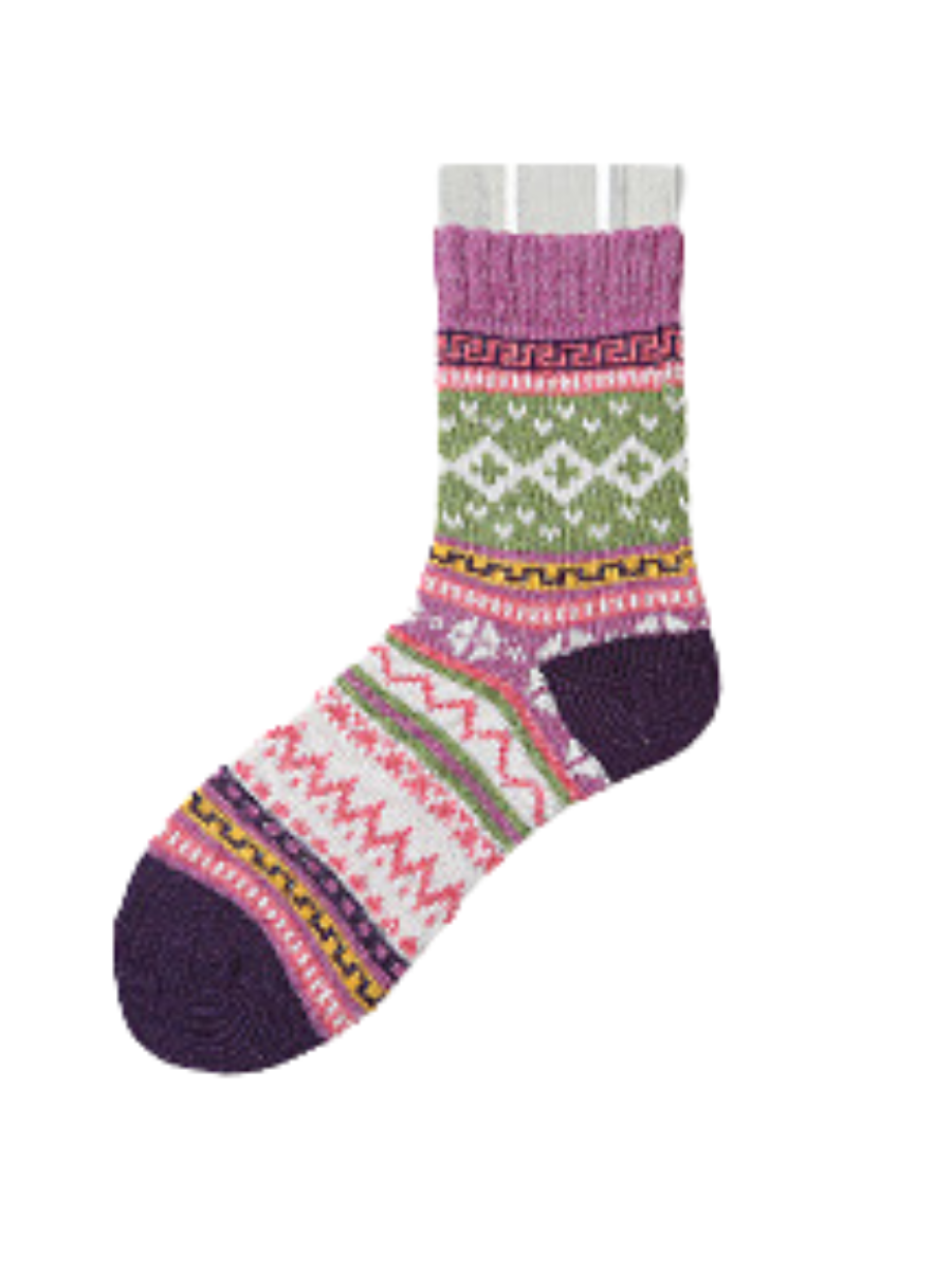 Blockabsatz Stricken Dick Warm Mitte der Wade Socken Mit Ethnisch Retro Geometrisch Muster