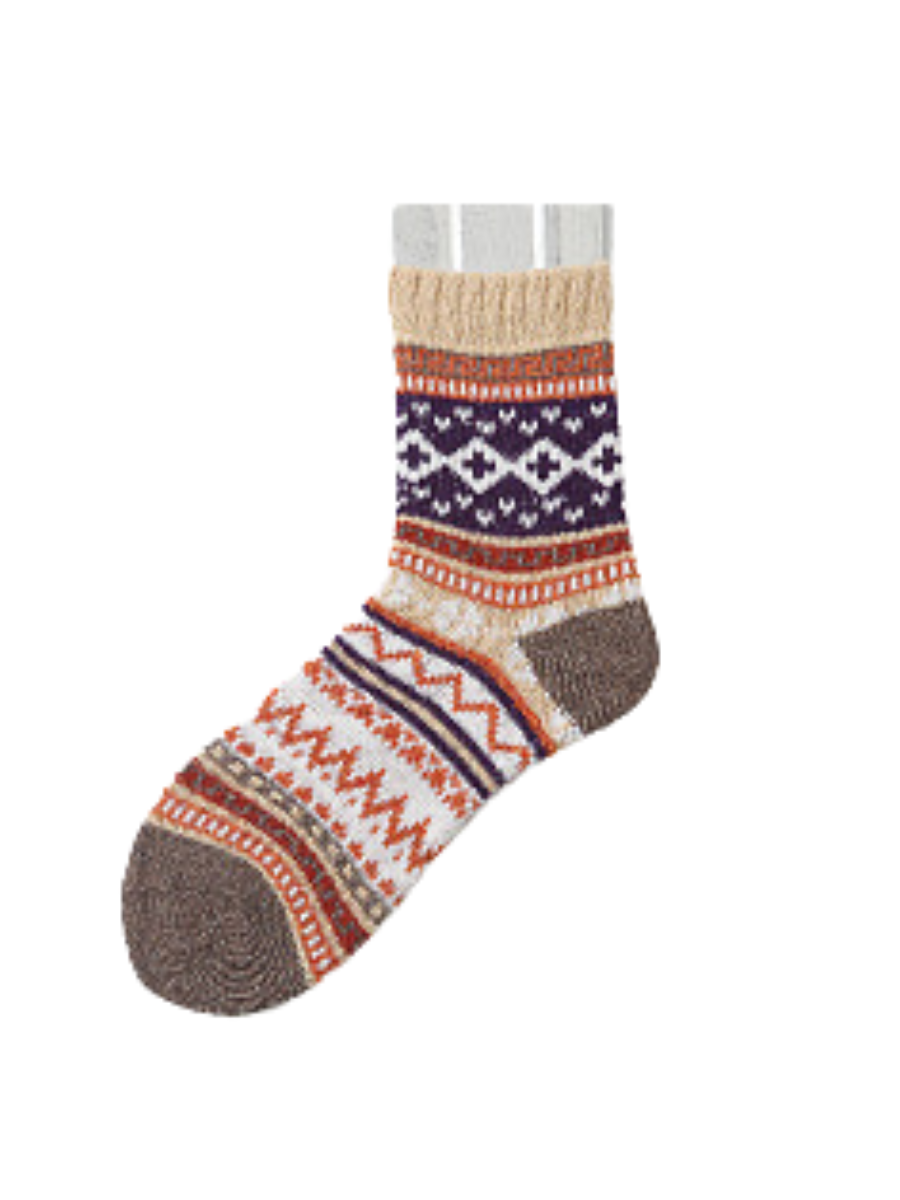 Blockabsatz Stricken Dick Warm Mitte der Wade Socken Mit Ethnisch Retro Geometrisch Muster