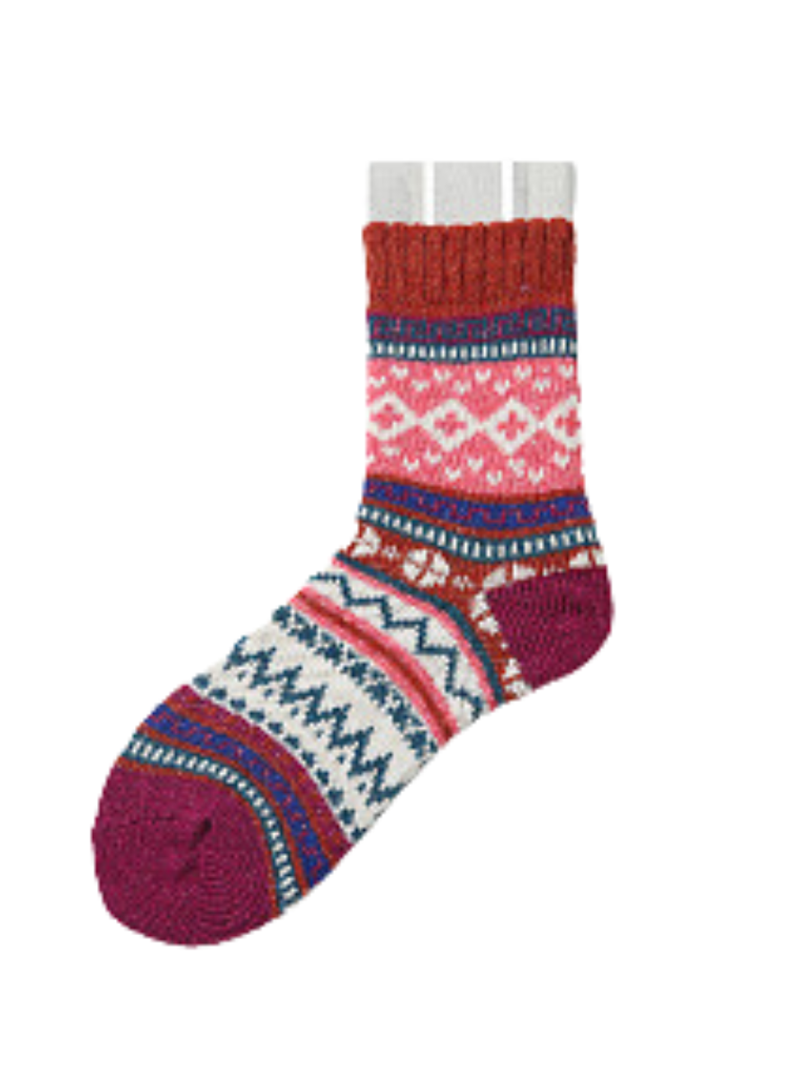 Blockabsatz Stricken Dick Warm Mitte der Wade Socken Mit Ethnisch Retro Geometrisch Muster