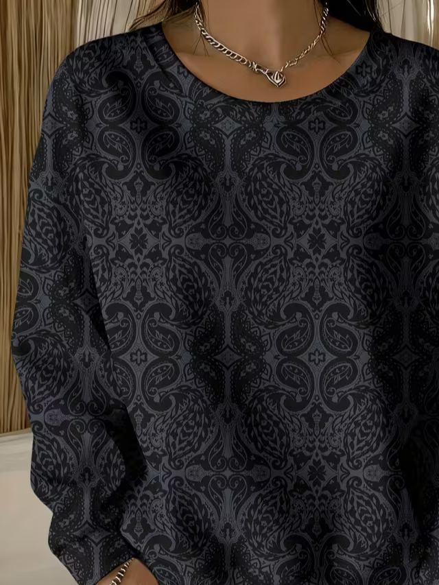 Lässig Rundhals Abstrakt Sweatshirt Print