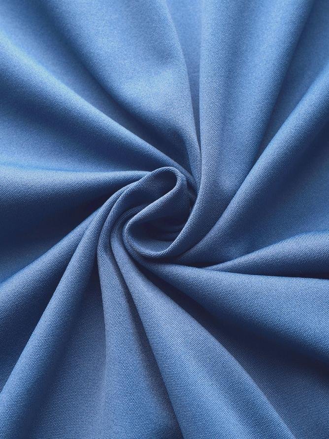 Damen Unifarben Sommer Kleid Rundhals Kurzarm A-Linien-Kleid