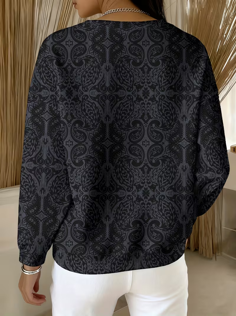 Lässig Rundhals Abstrakt Sweatshirt Print