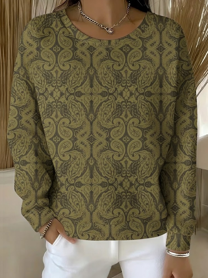 Lässig Rundhals Abstrakt Sweatshirt Print