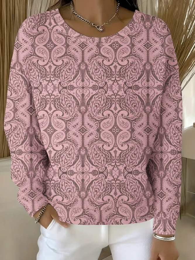 Lässig Rundhals Abstrakt Sweatshirt Print