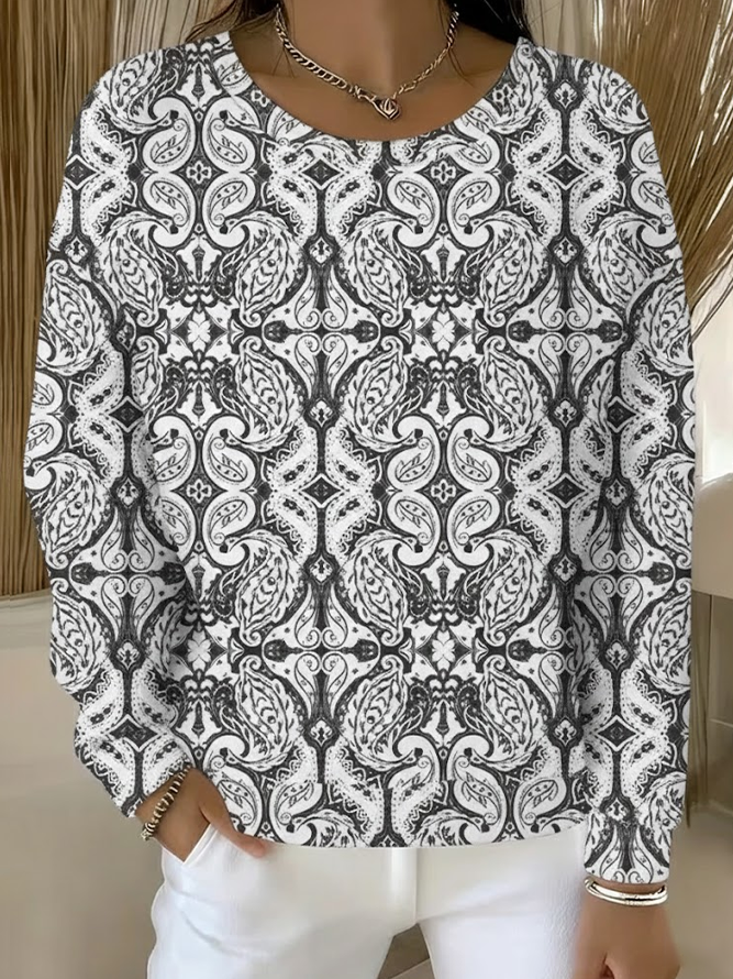 Lässig Rundhals Abstrakt Sweatshirt Print