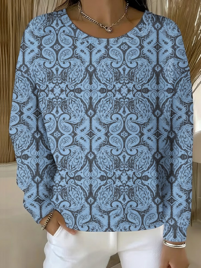 Lässig Rundhals Abstrakt Sweatshirt Print