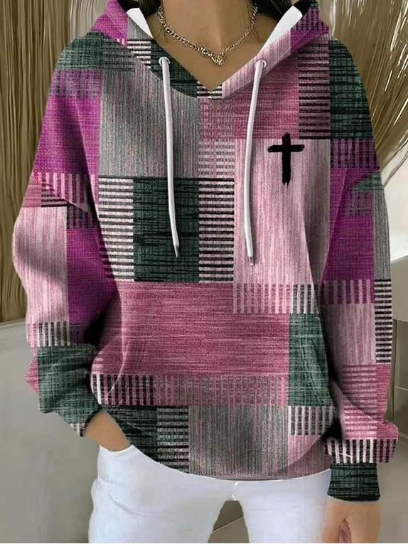 Lässig Kapuze Kariert Kapuze