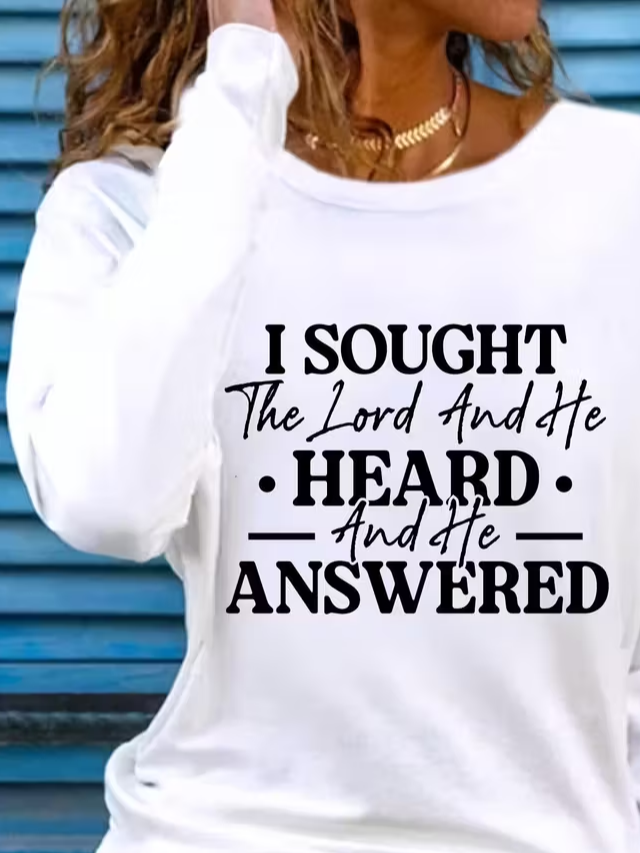 Lässig Textbriefe Rundhals Langarm T-Shirt