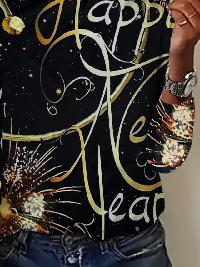 Lässig Textbriefe Rundhals Langarm T-Shirt