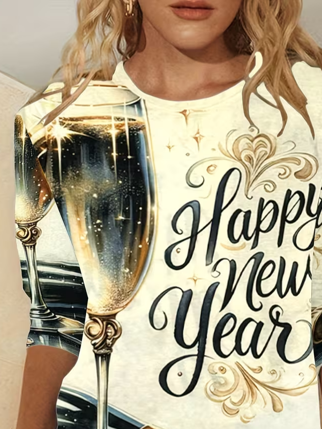 Lässig Textbriefe Rundhals Langarm T-Shirt