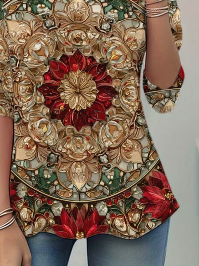 Lässig Abstrakt Rundhals Langarm T-Shirt