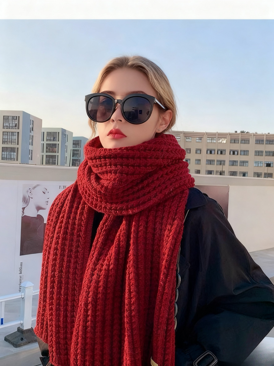 Vielseitig Koreanisch Stil Gestrickt Wolle Weihnachten Rot Neu Winter hochwertig Neujahr Geschenk Paar Schal