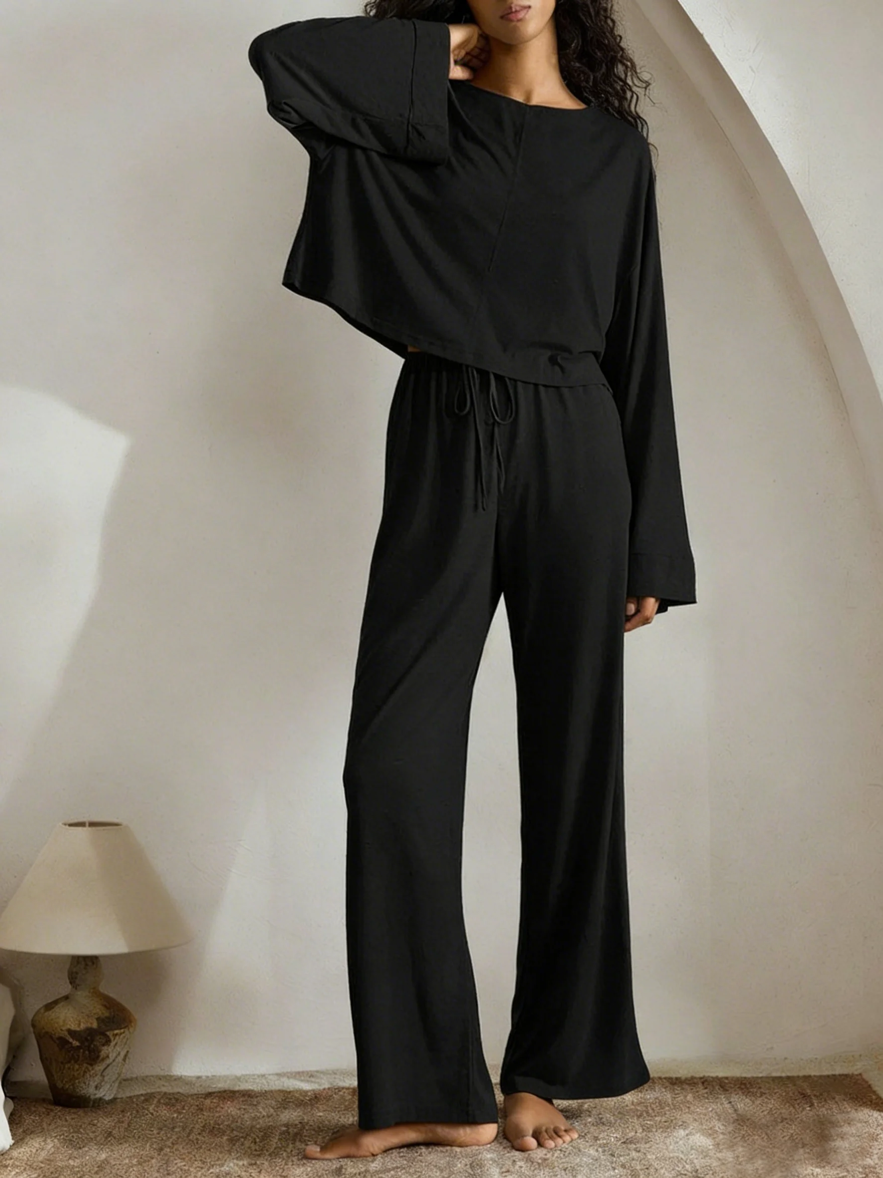 Lässig Unifarben Pyjama Set