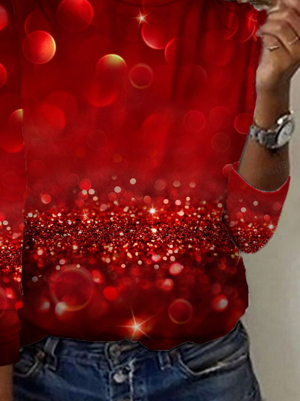 Lässig Herz/Herz Rundhals Langarm T-Shirt