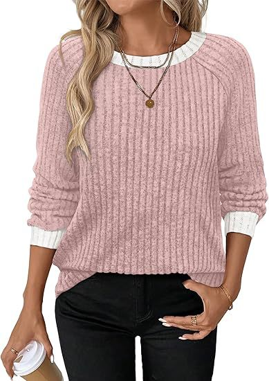 Lässig Unifarben Rundhals Langarm T-Shirt