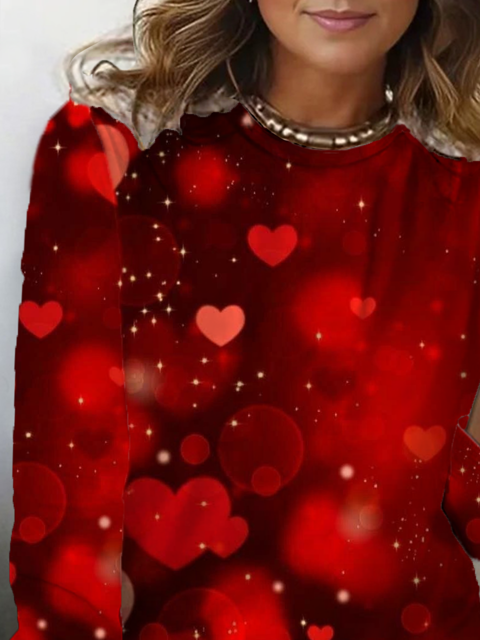 Lässig Herz/Herz Rundhals Langarm T-Shirt