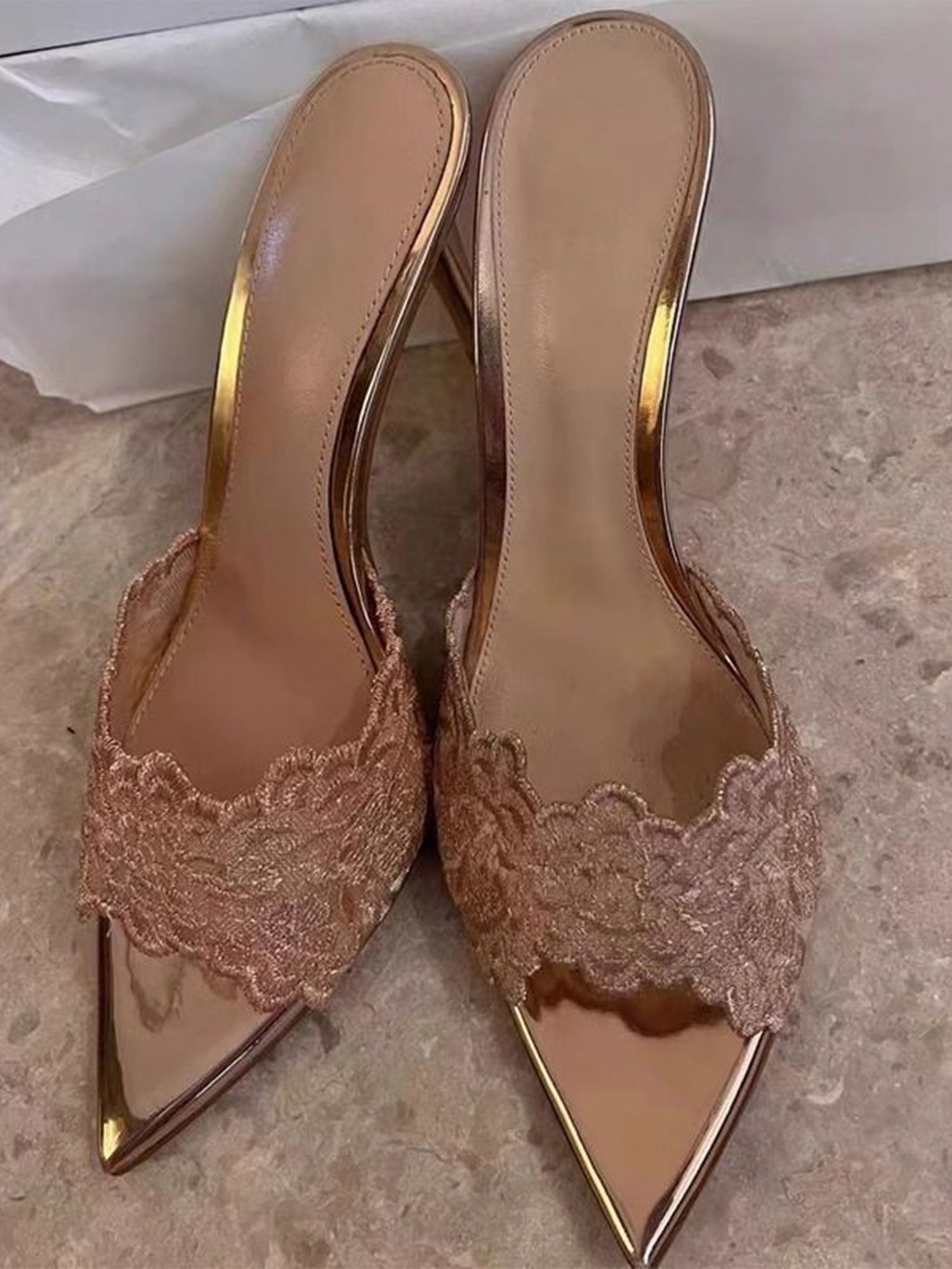 Elegant Unifarben Slip On Hoher Absatz Peep-Toe-Sandalen