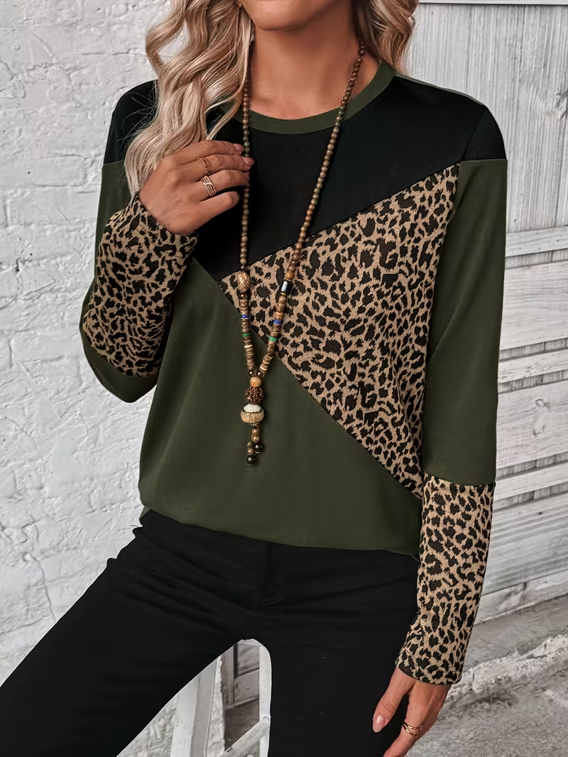 Lässig Abstrakt Rundhals Langarm T-Shirt