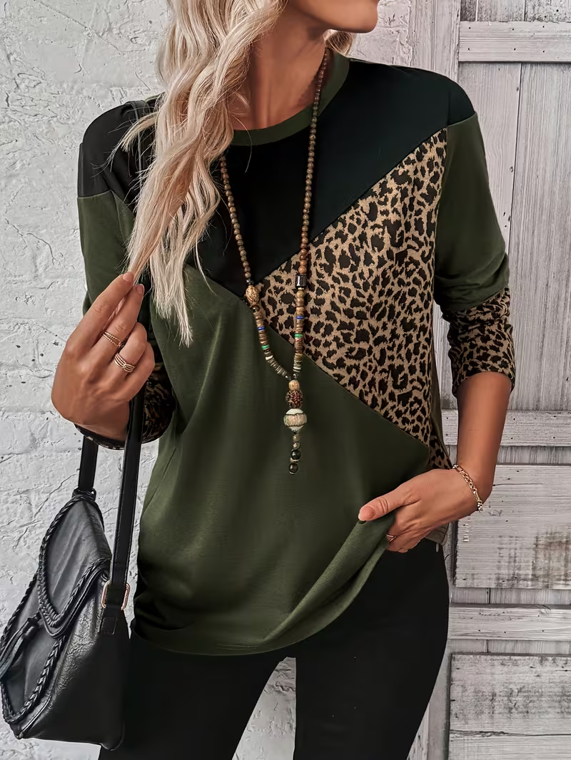 Lässig Abstrakt Rundhals Langarm T-Shirt