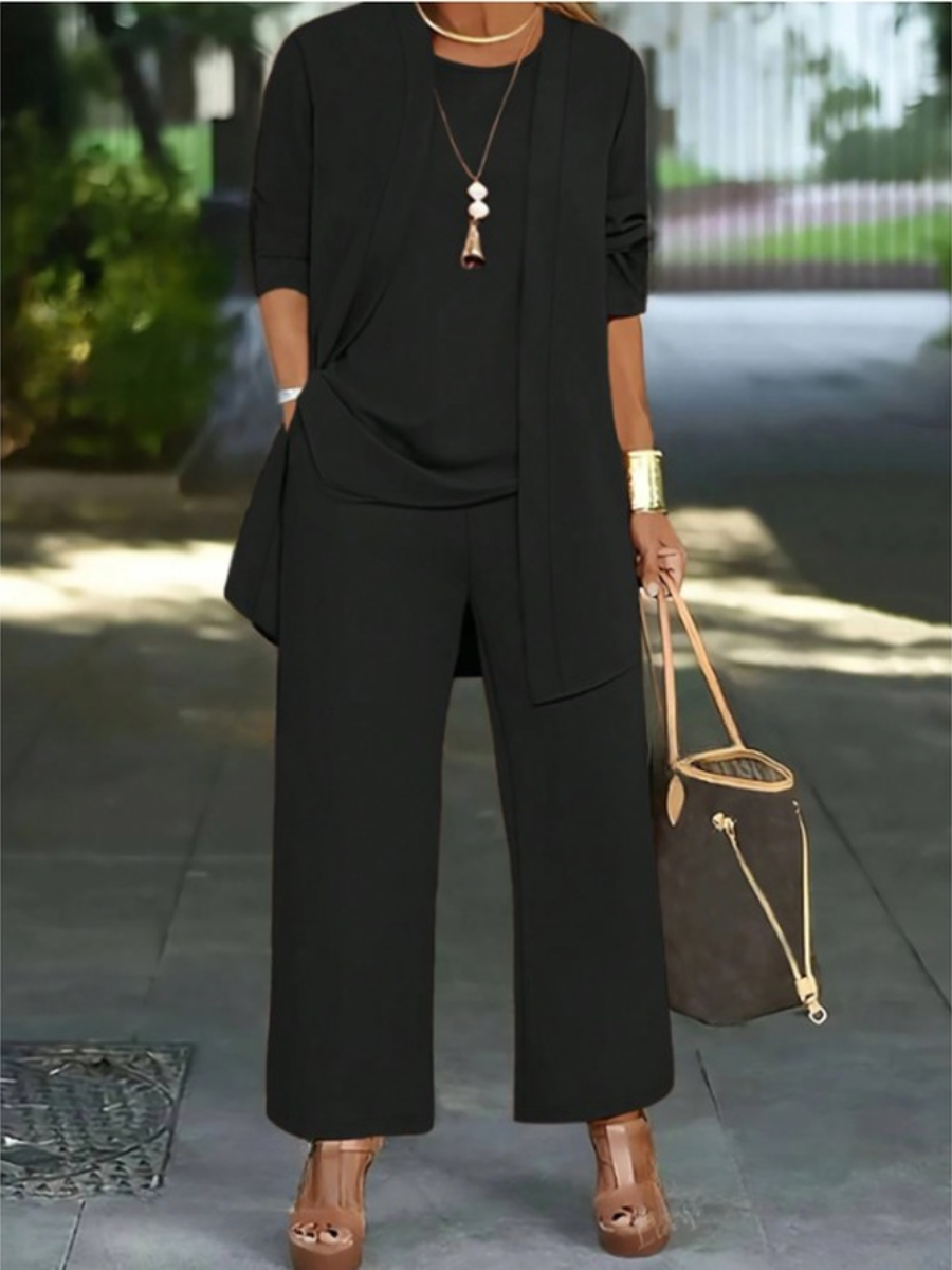 Damen Unifarben Nahtverarbeitung Matching Kostüm Pendeln Langarm Lässig Frühling/Herbst Mehrteiliges Set Matching Set